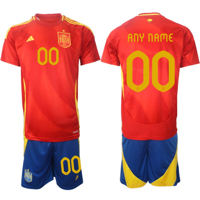 Men 2024-2025 Season Spain home red customized Soccer Jersey->->Custom Jersey